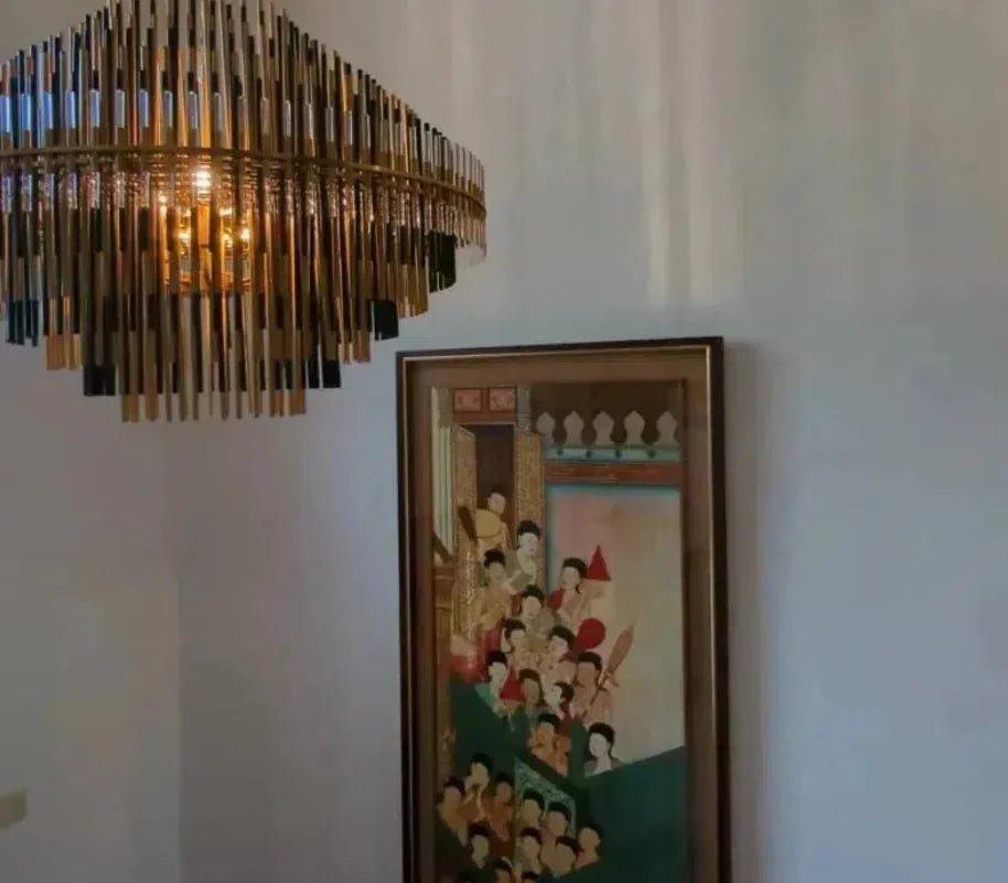 Emila Burnished Brass Chandelier 24''32''42'' - GILDLAMPS