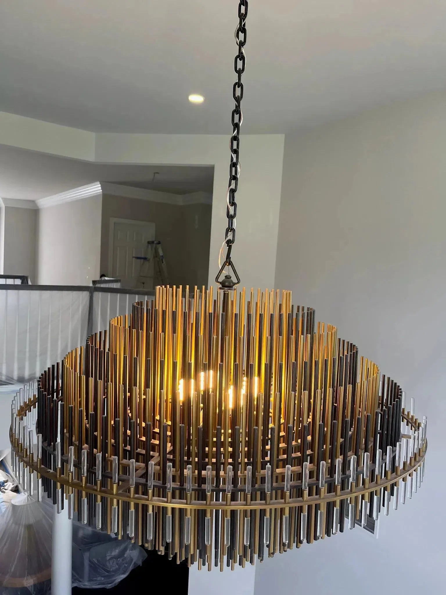 Emila Burnished Brass Chandelier 24''32''42'' - GILDLAMPS