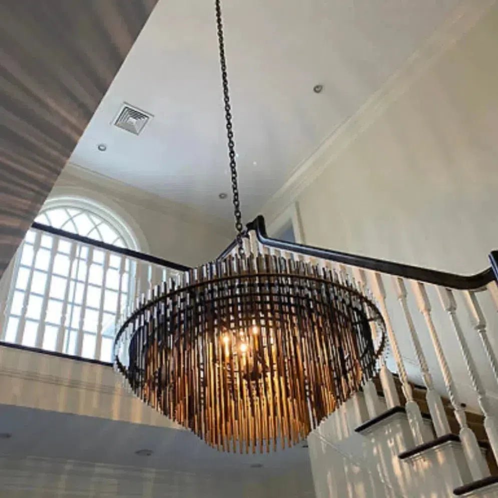 Emila Burnished Brass Chandelier 24''32''42'' - GILDLAMPS