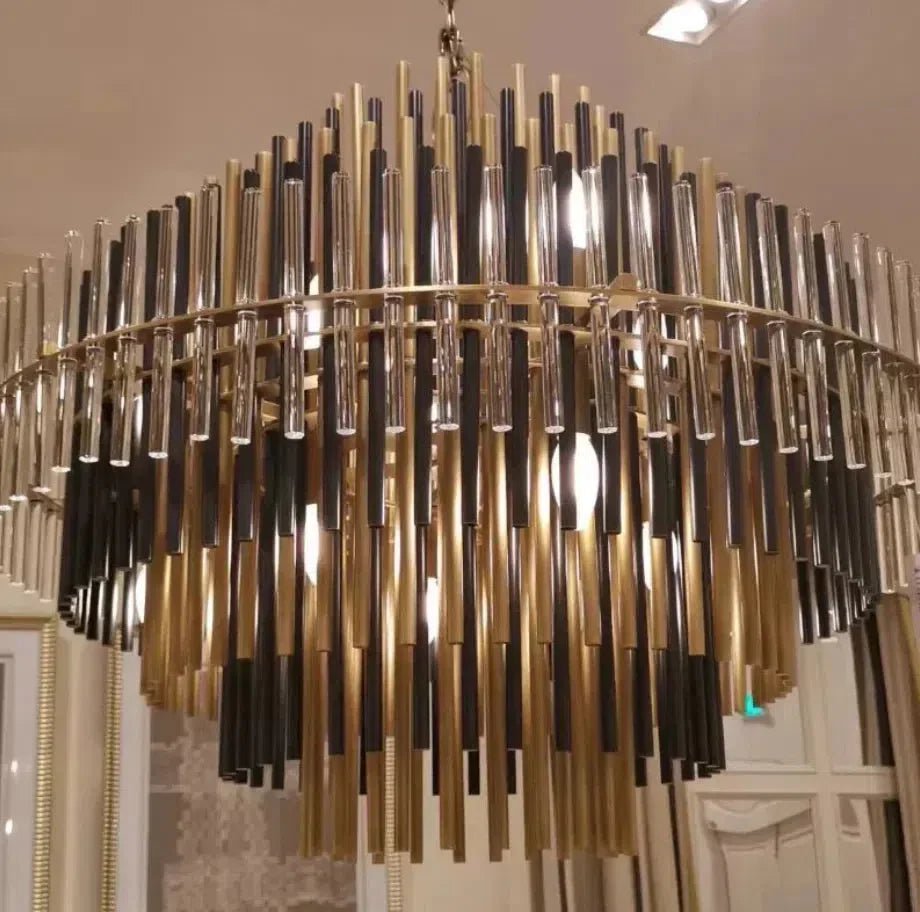 Emila Burnished Brass Chandelier 24''32''42'' - GILDLAMPS