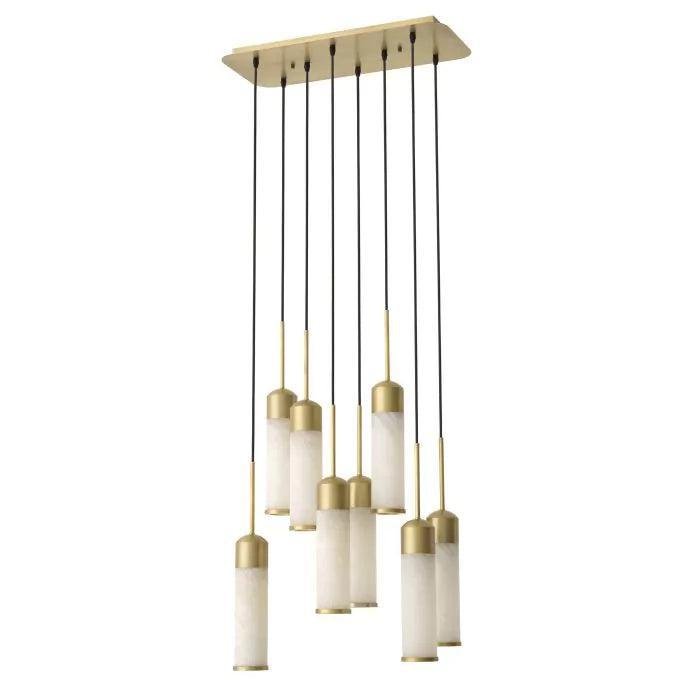 EOS Modern Brass Chandelier - [Antique Brass Finish | Alabaster] - GILDLAMPS