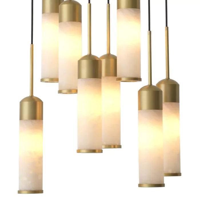 EOS Modern Brass Chandelier - [Antique Brass Finish | Alabaster] - GILDLAMPS