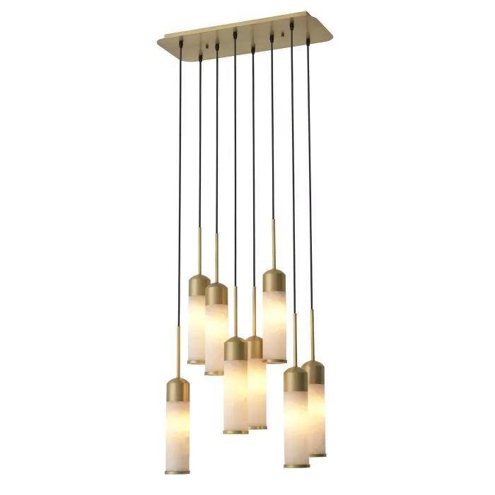 EOS Modern Brass Chandelier - [Antique Brass Finish | Alabaster] - GILDLAMPS