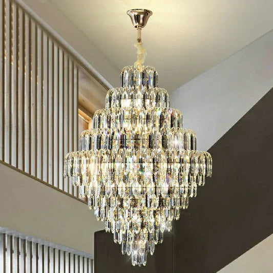Extra Large Foyer Decorative Crystal Lighting Fixture Living Room Crystal Chandelier For Entryway Staircase - GILDLAMPS