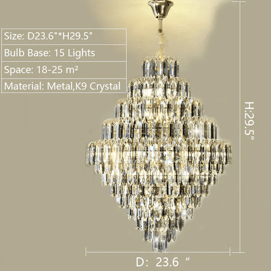 Extra Large Foyer Decorative Crystal Lighting Fixture Living Room Crystal Chandelier For Entryway Staircase - GILDLAMPS