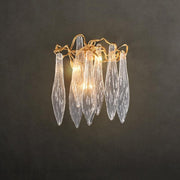 Flake Long Crystal Branch Brass Wall Sconce - GILDLAMPS