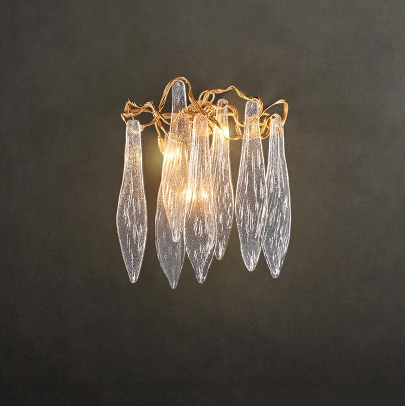 Flake Long Crystal Branch Brass Wall Sconce - GILDLAMPS