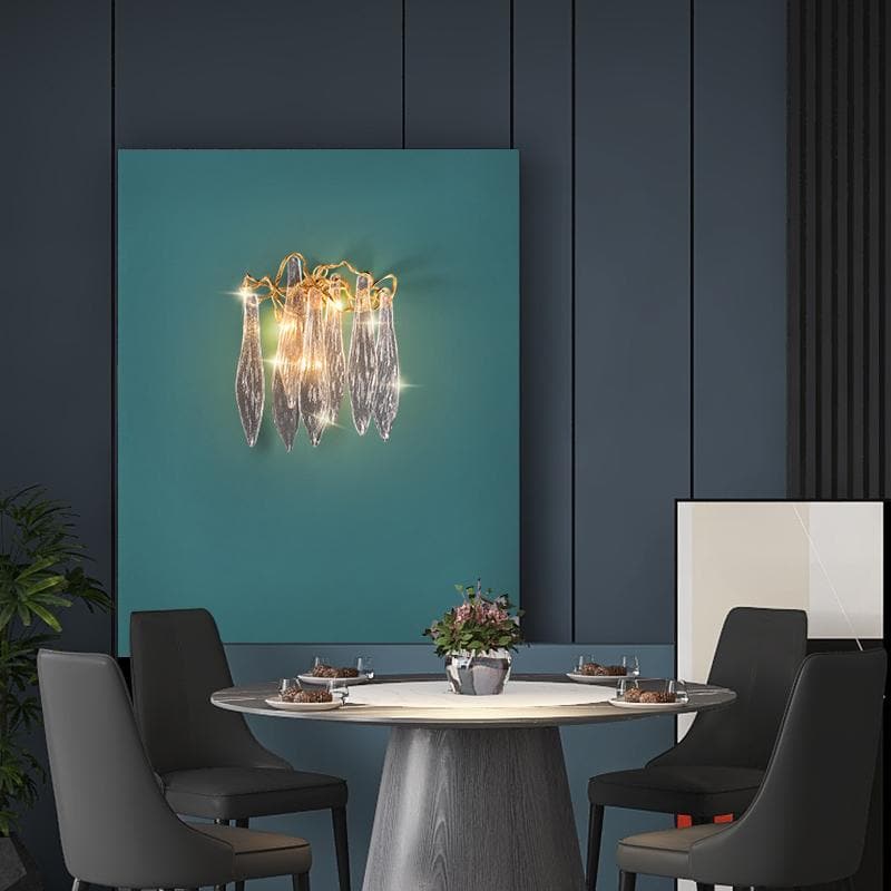 Flake Long Crystal Branch Brass Wall Sconce - GILDLAMPS