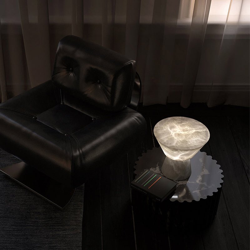 Franta Modern L Alabaster Living Room Table Lamp Besides Bed - GILDLAMPS