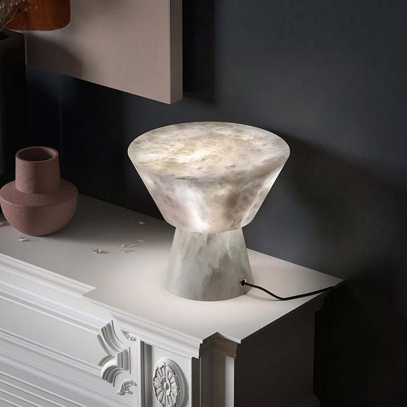 Franta Modern L Alabaster Living Room Table Lamp Besides Bed - GILDLAMPS