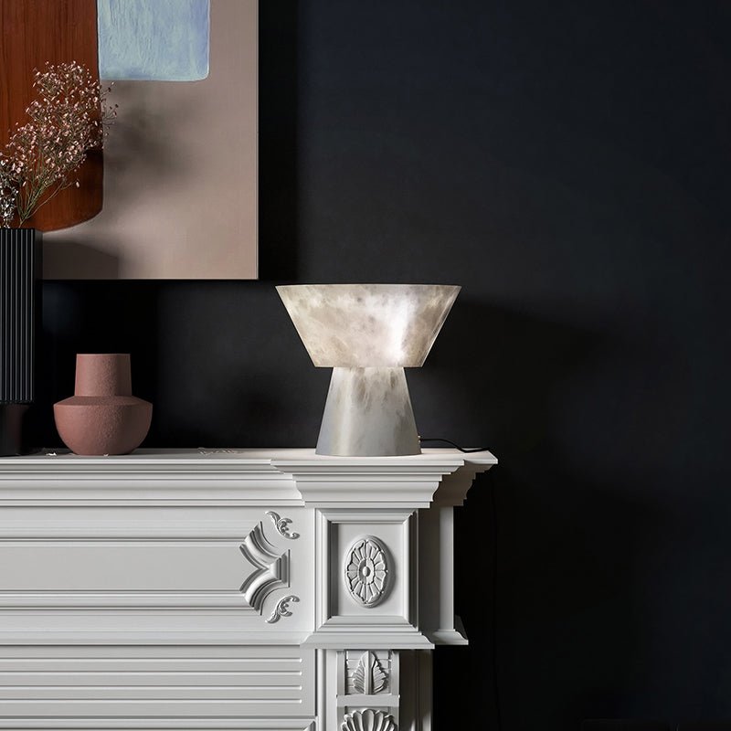 Franta Modern L Alabaster Living Room Table Lamp Besides Bed - GILDLAMPS