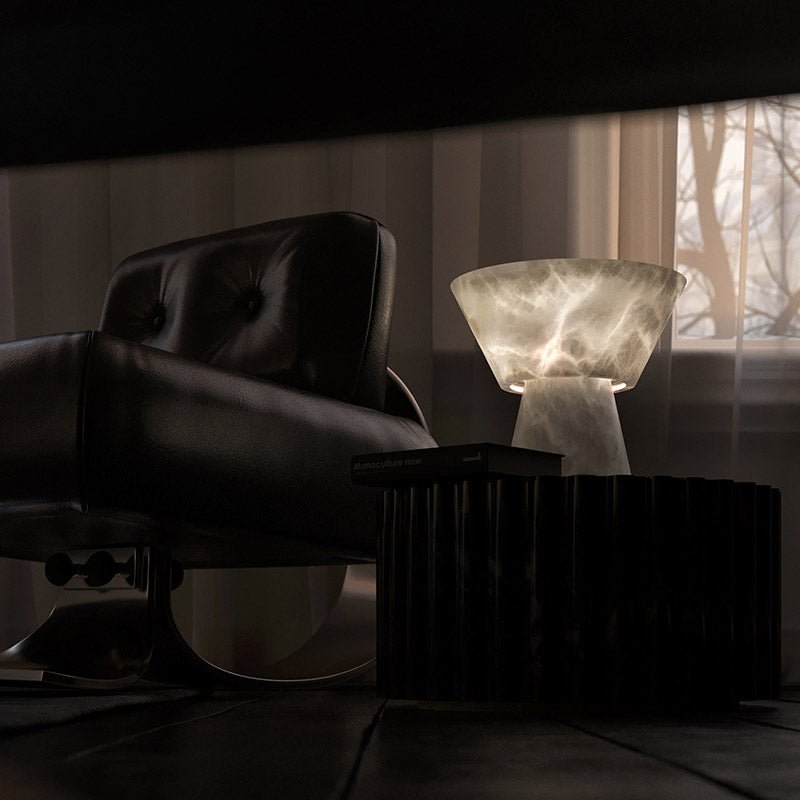 Franta Modern L Alabaster Living Room Table Lamp Besides Bed - GILDLAMPS