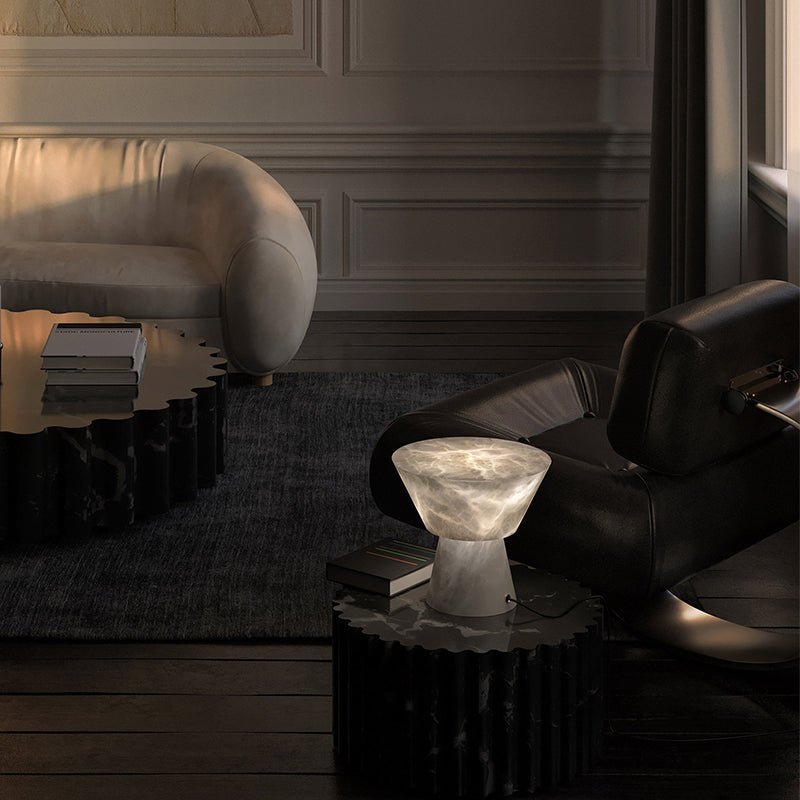 Franta Modern L Alabaster Living Room Table Lamp Besides Bed - GILDLAMPS
