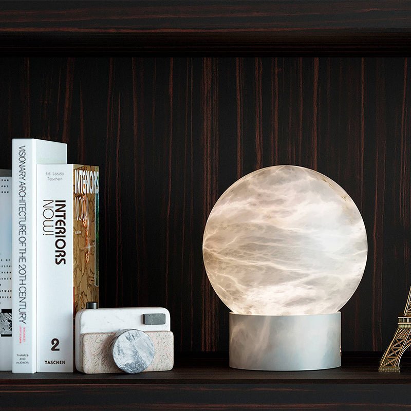 Franta Modern Round Alabaster Table Lamp, Bedside Table Lamp - GILDLAMPS