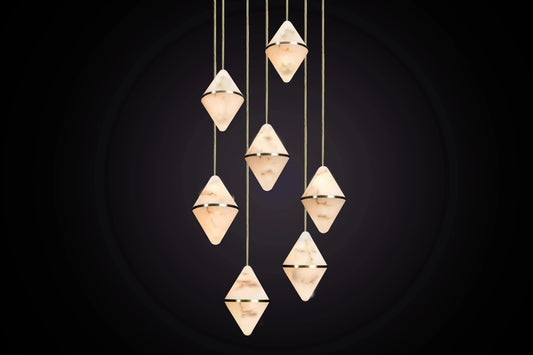 Gem Circular Cluster Alabaster Chandelier 7 - GILDLAMPS