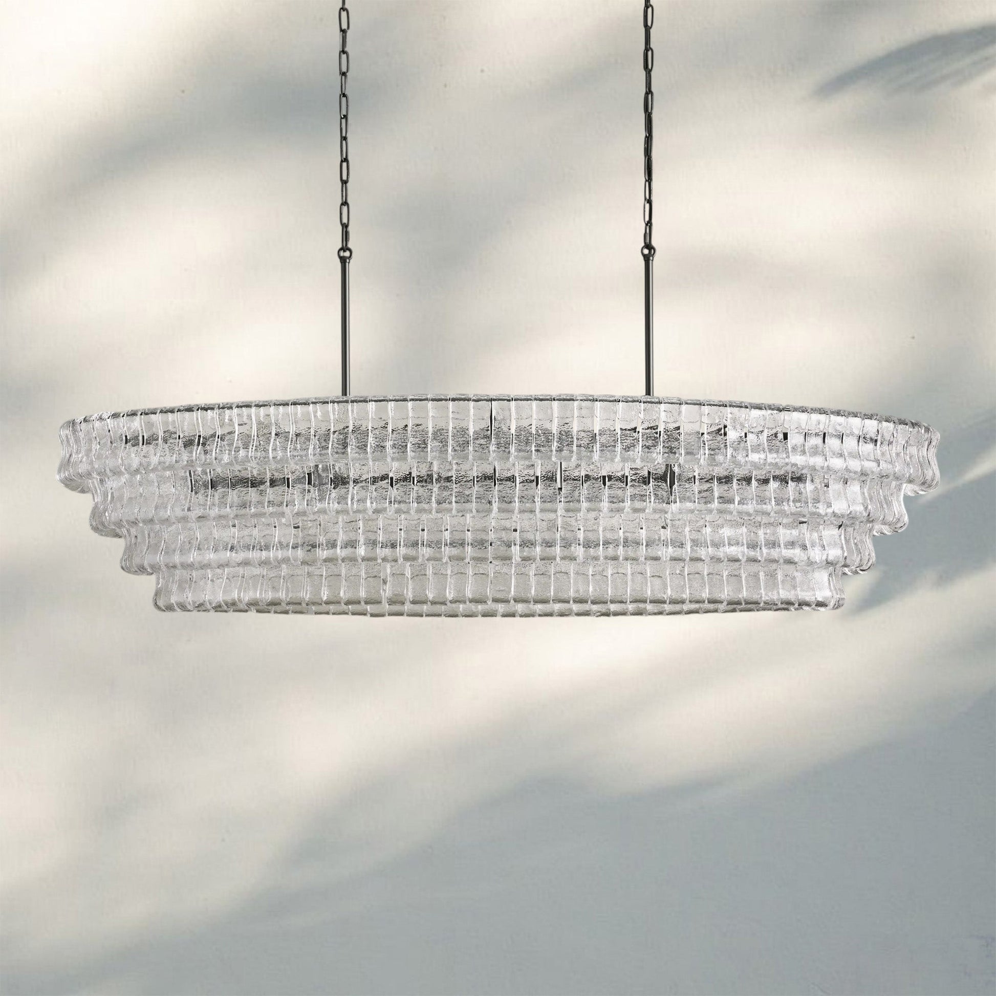 Ghiaccio Glass Oval Chandelier 54''65'' - GILDLAMPS