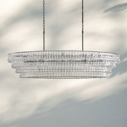 Ghiaccio Glass Oval Chandelier 54''65'' - GILDLAMPS