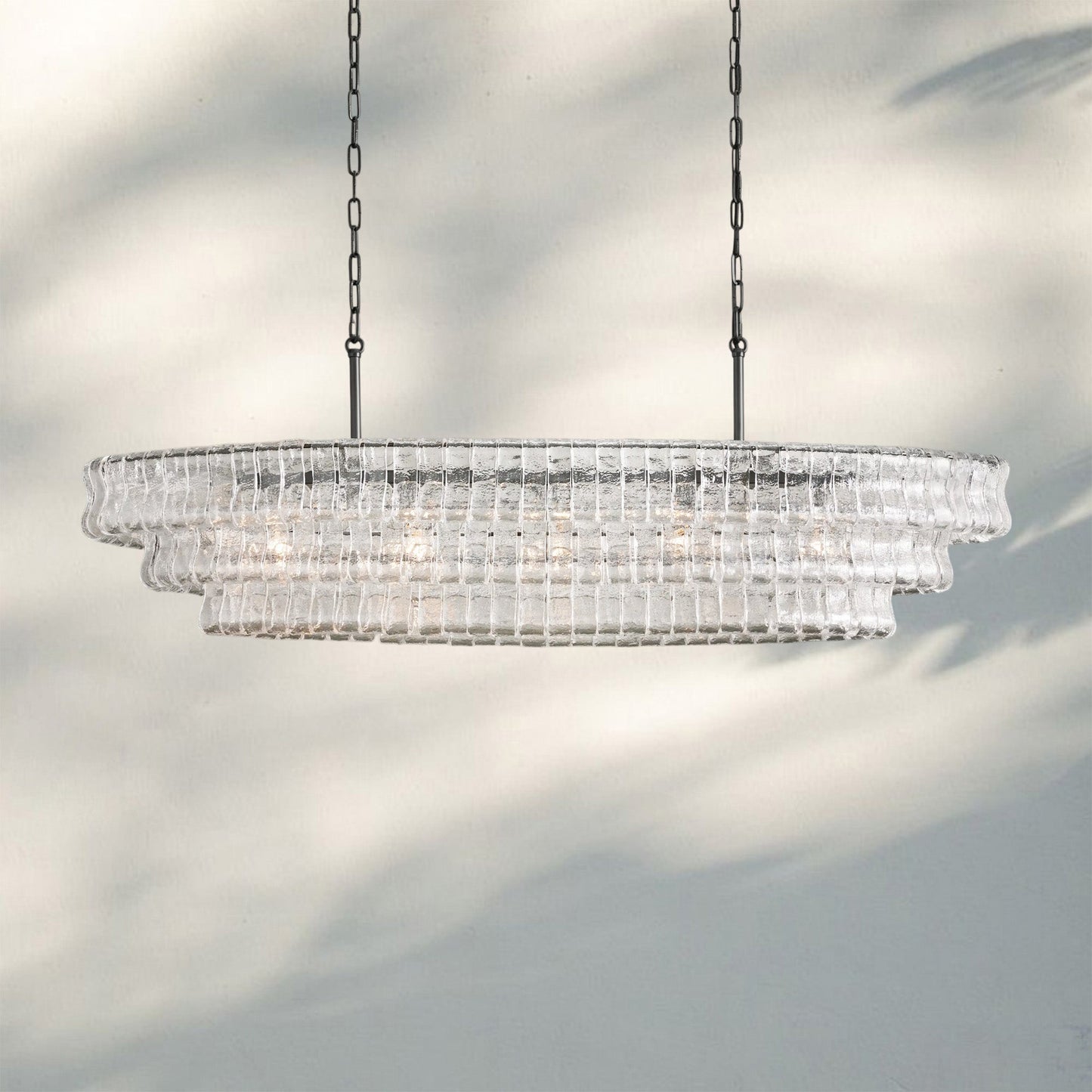Ghiaccio Glass Oval Chandelier 54''65'' - GILDLAMPS