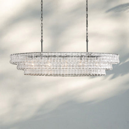 Ghiaccio Glass Oval Chandelier 54''65'' - GILDLAMPS
