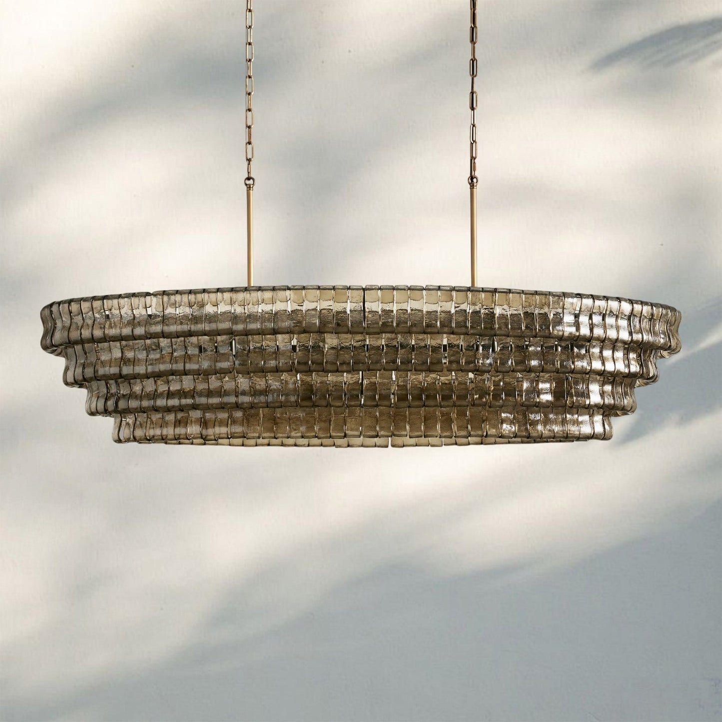 Ghiaccio Glass Oval Chandelier 54''65'' - GILDLAMPS