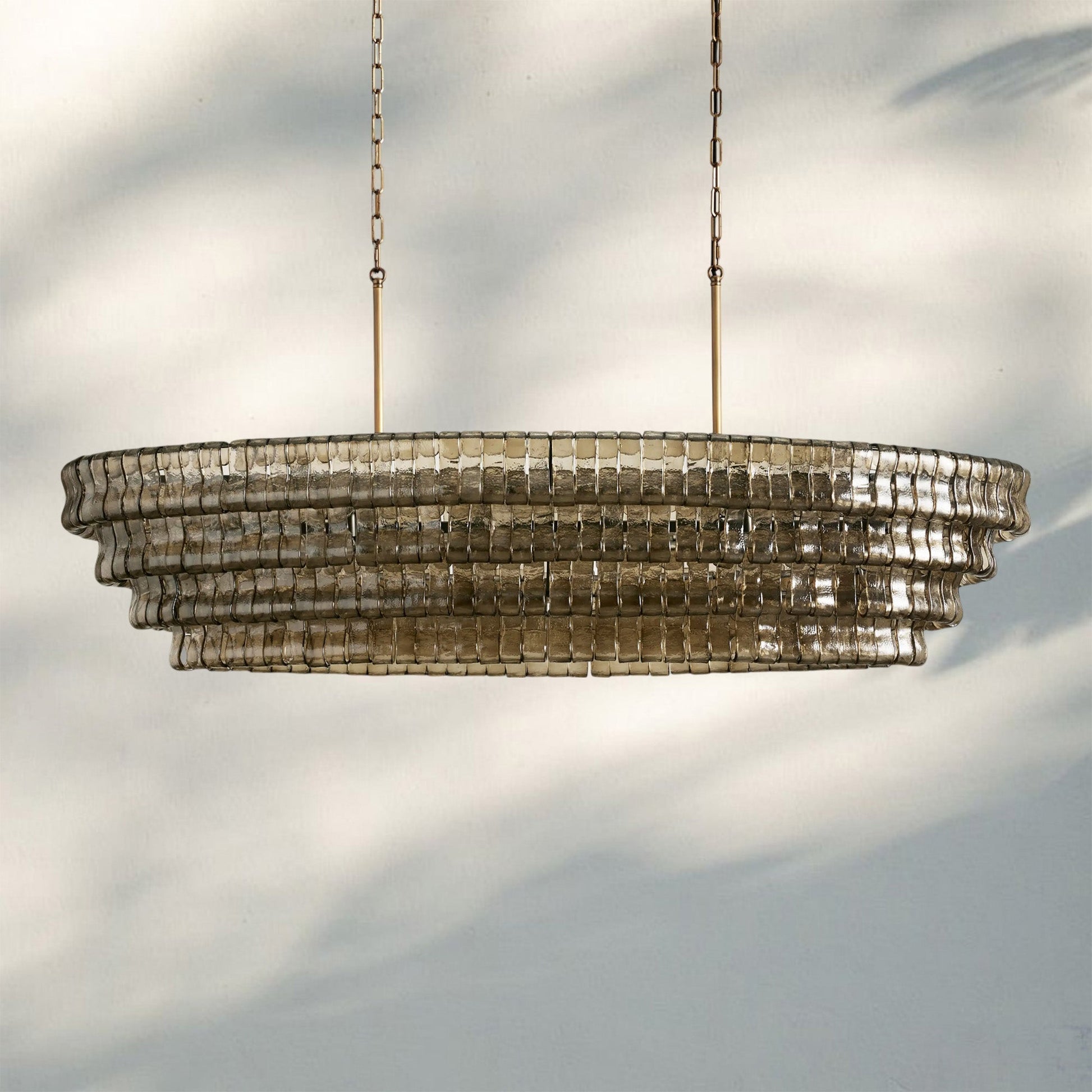 Ghiaccio Glass Oval Chandelier 54''65'' - GILDLAMPS