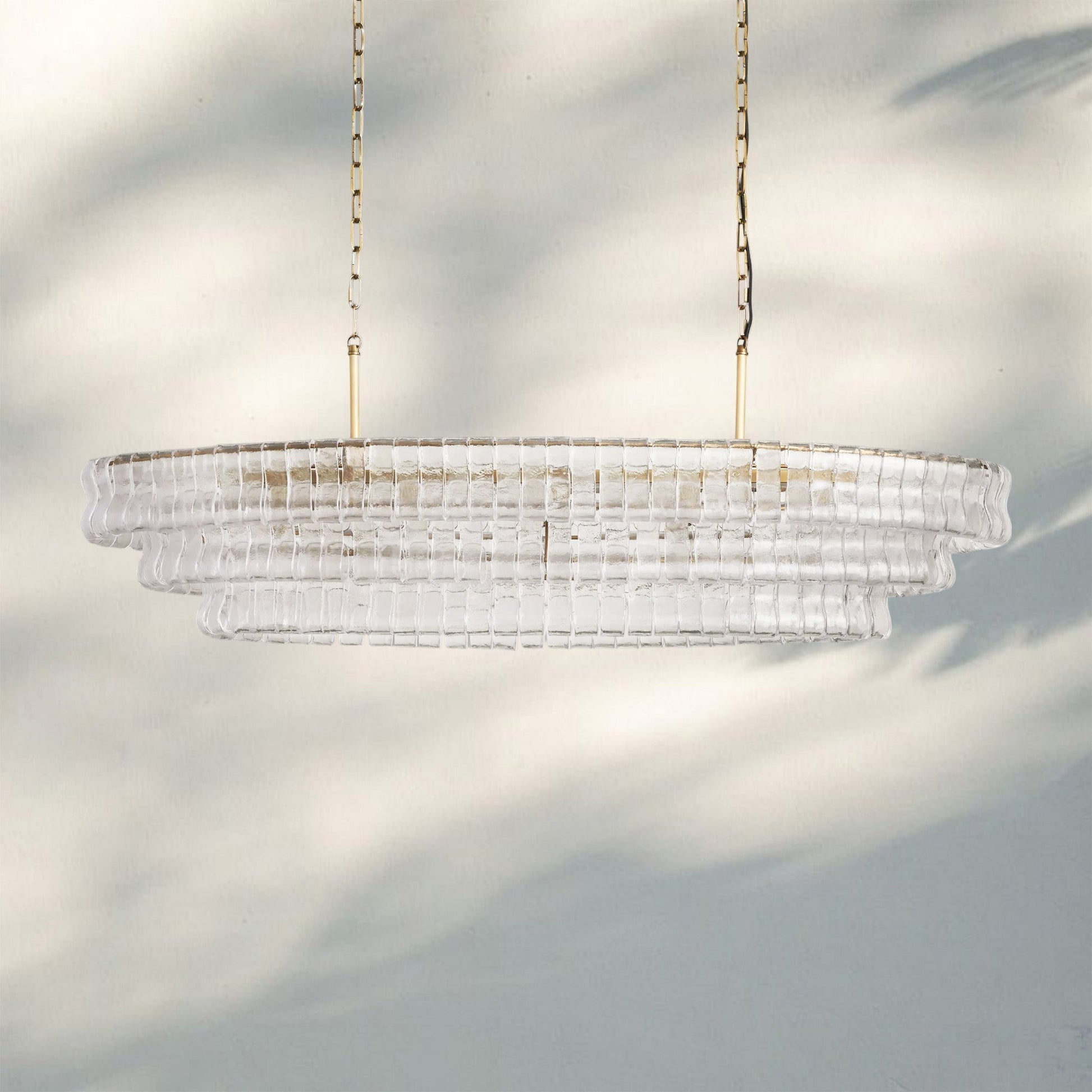 Ghiaccio Glass Oval Chandelier 54''65'' - GILDLAMPS