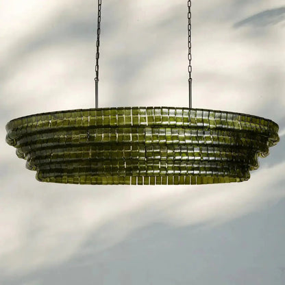 Ghiaccio Glass Oval Chandelier 54''65'' - GILDLAMPS