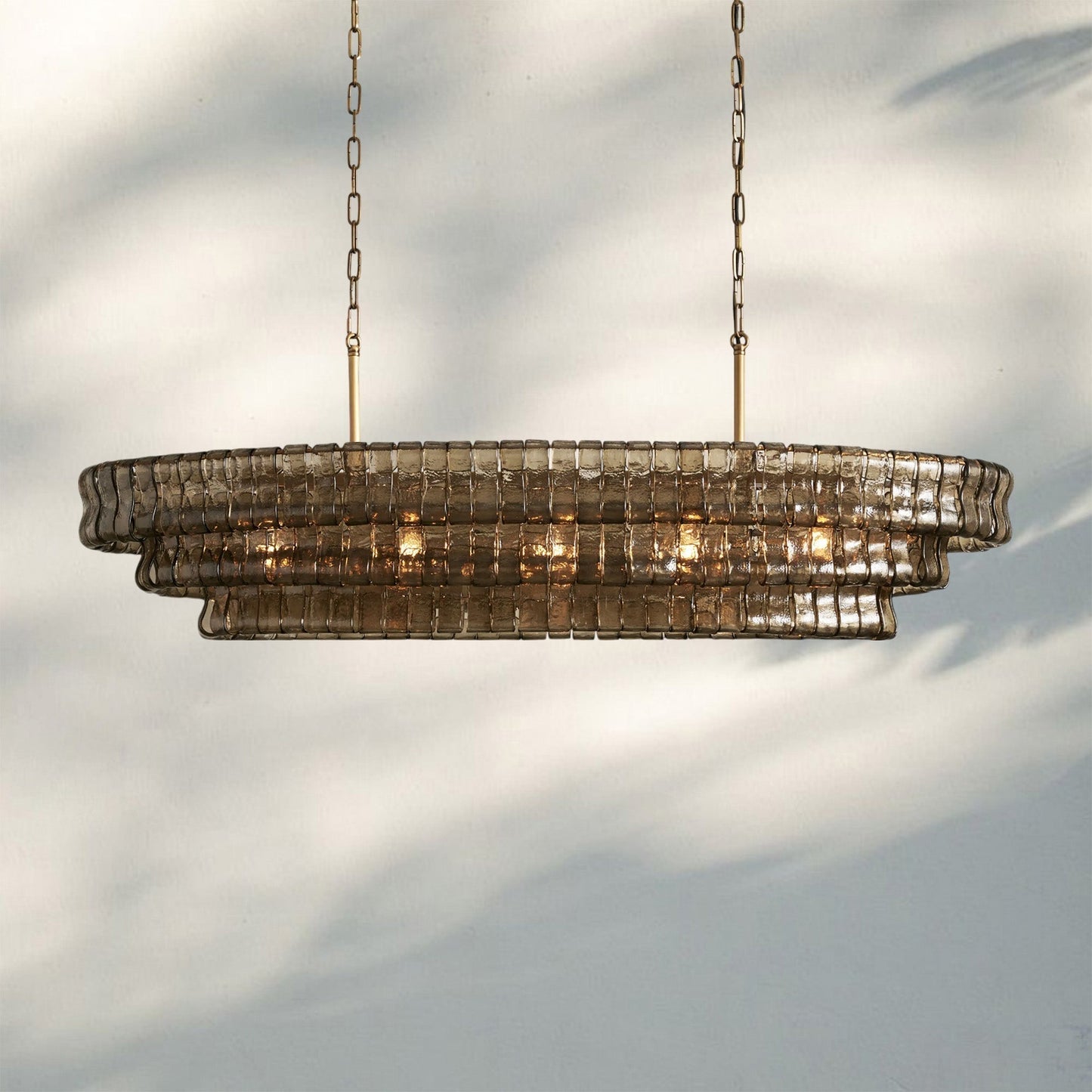 Ghiaccio Glass Oval Chandelier 54''65'' - GILDLAMPS