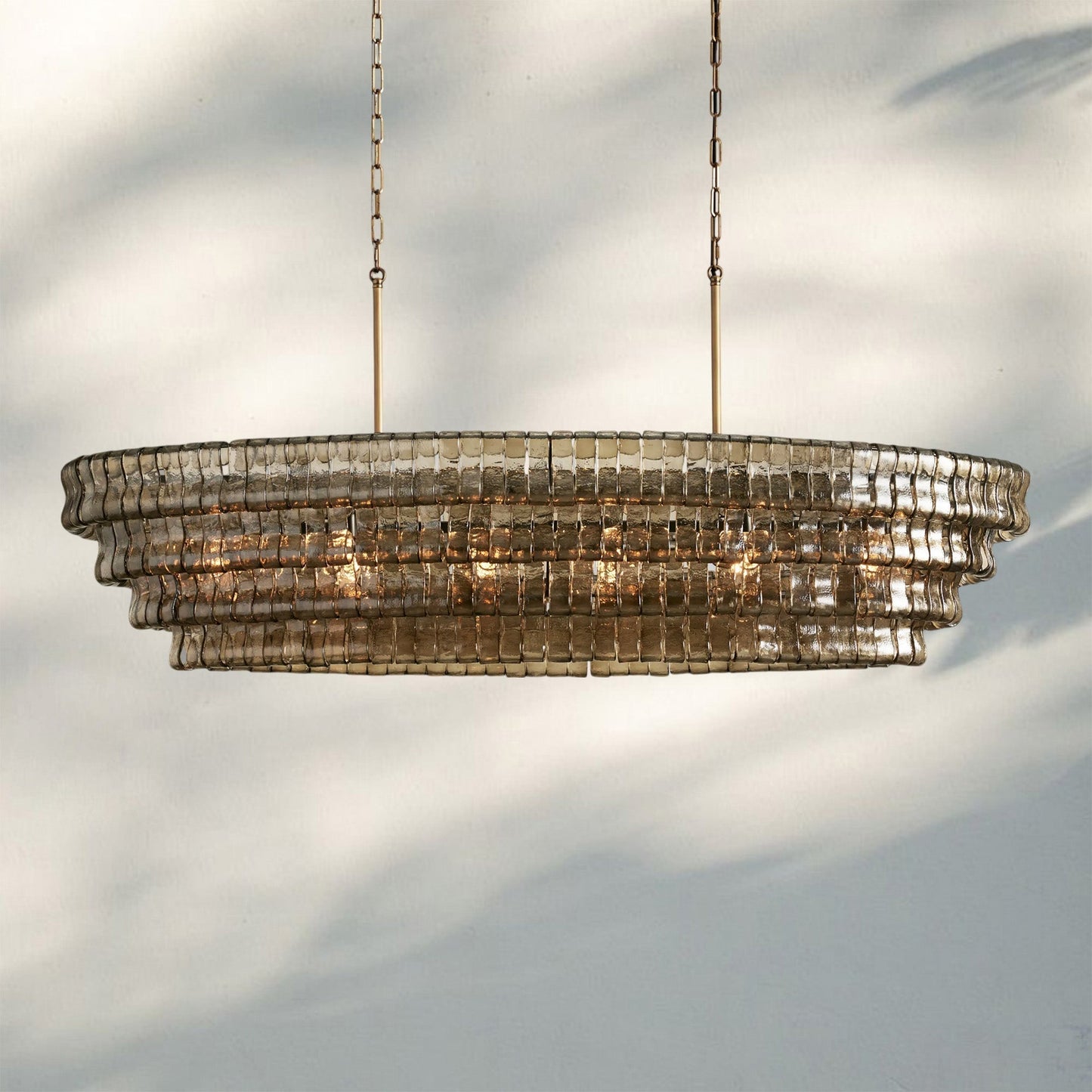 Ghiaccio Glass Oval Chandelier 54''65'' - GILDLAMPS