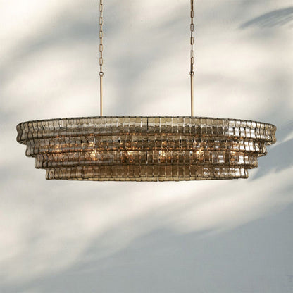 Ghiaccio Glass Oval Chandelier 54''65'' - GILDLAMPS