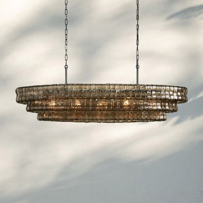 Ghiaccio Glass Oval Chandelier 54''65'' - GILDLAMPS
