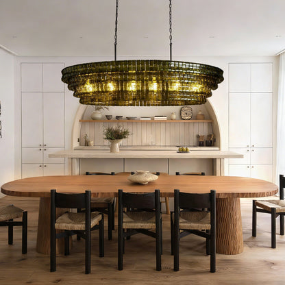 Ghiaccio Glass Oval Chandelier 54''65'' - GILDLAMPS