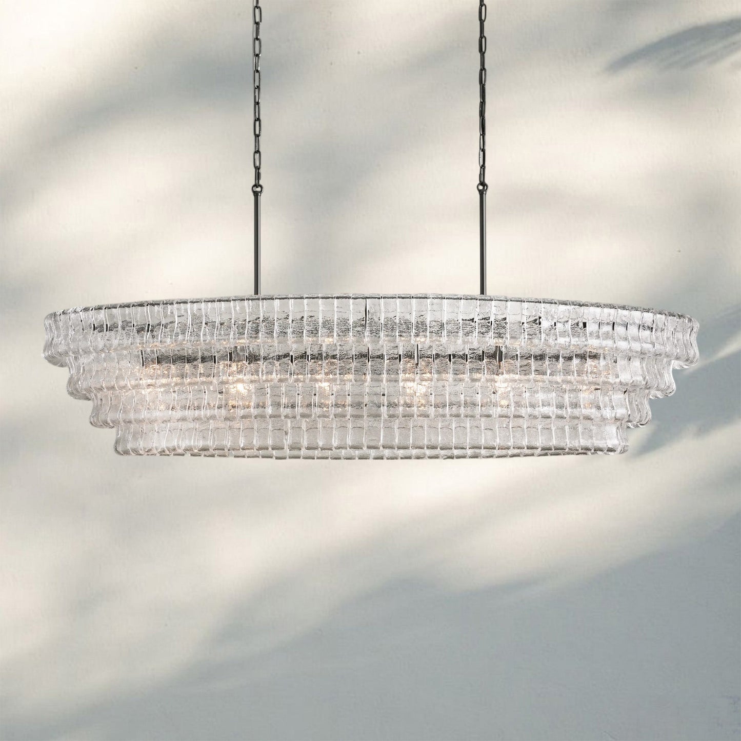 Ghiaccio Glass Oval Chandelier 54''65'' - GILDLAMPS