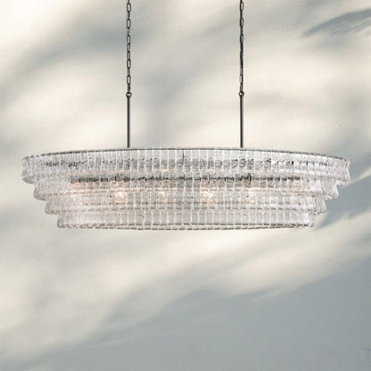 Ghiaccio Glass Oval Chandelier 54''65'' - GILDLAMPS