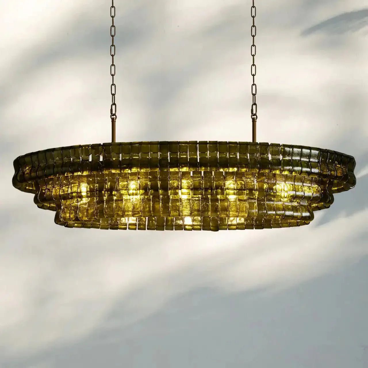 Ghiaccio Glass Oval Chandelier 54''65'' - GILDLAMPS