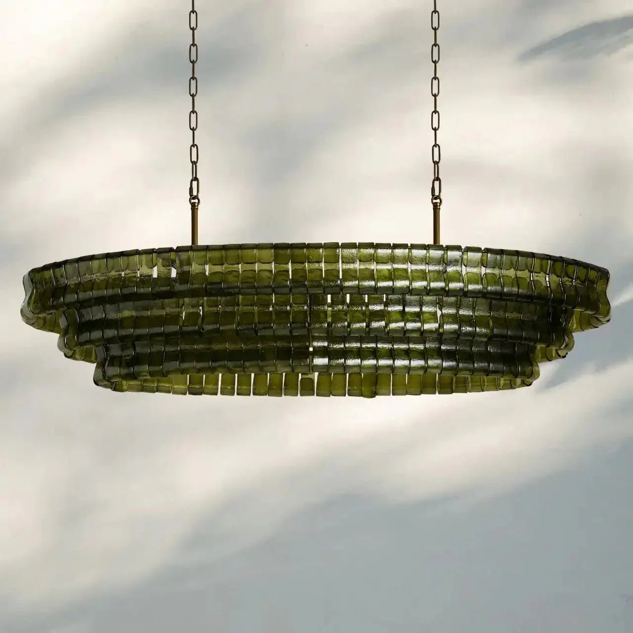 Ghiaccio Glass Oval Chandelier 54''65'' - GILDLAMPS