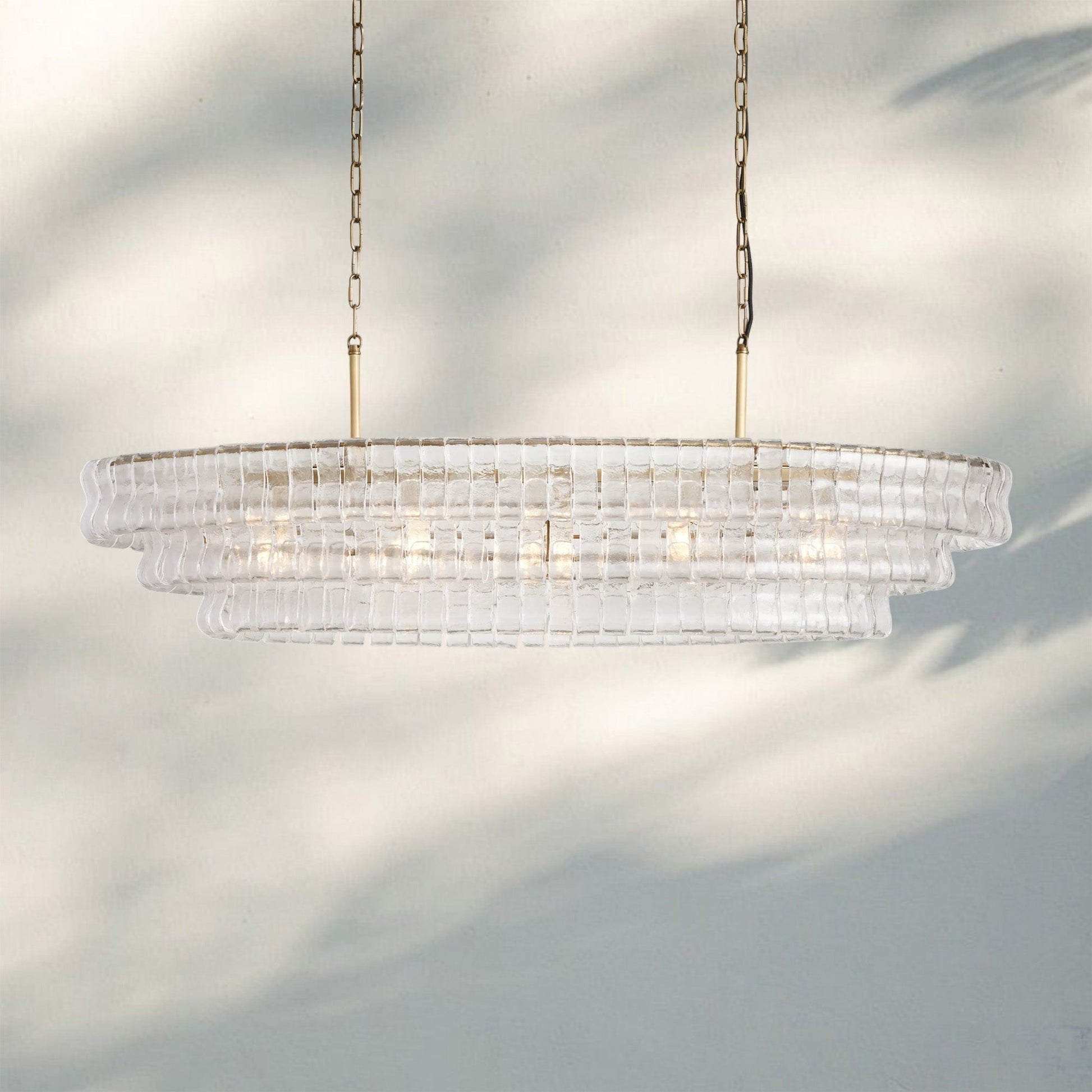 Ghiaccio Glass Oval Chandelier 54''65'' - GILDLAMPS