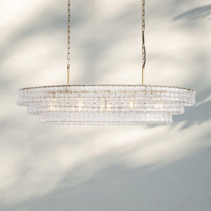 Ghiaccio Glass Oval Chandelier 54''65'' - GILDLAMPS