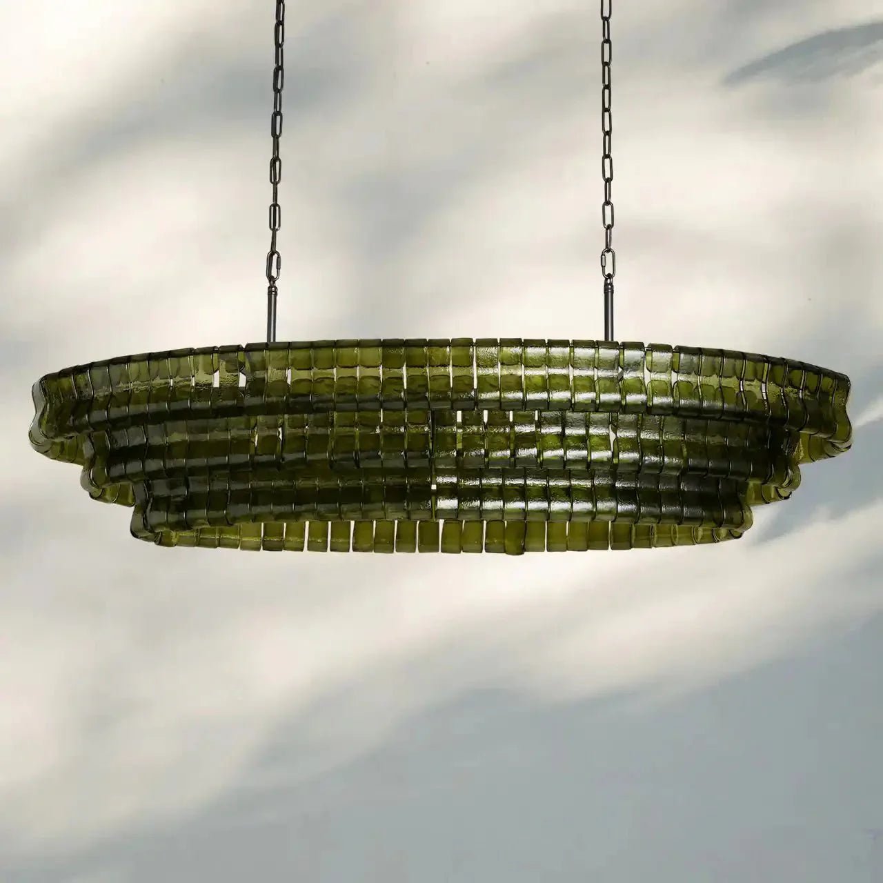 Ghiaccio Glass Oval Chandelier 54''65'' - GILDLAMPS
