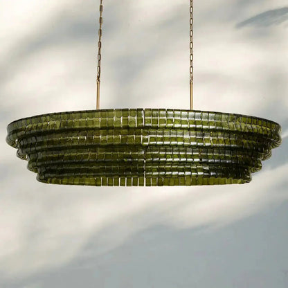 Ghiaccio Glass Oval Chandelier 54''65'' - GILDLAMPS