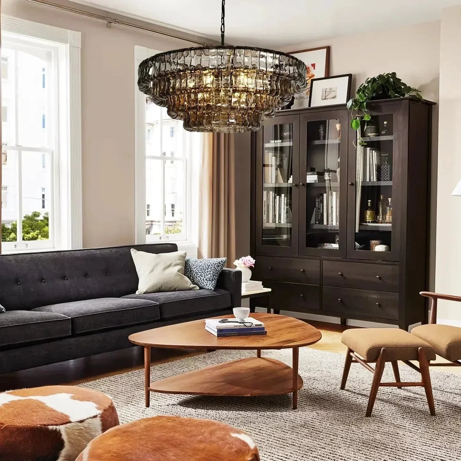 Ghiaccio Glass Round Chandelier 24" 36" 48" 60" - GILDLAMPS