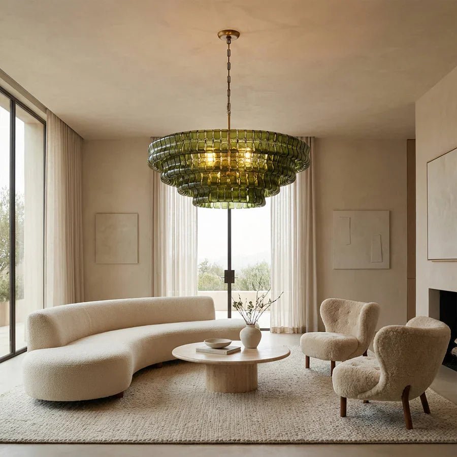 Ghiaccio Glass Round Chandelier 24" 36" 48" 60" - GILDLAMPS