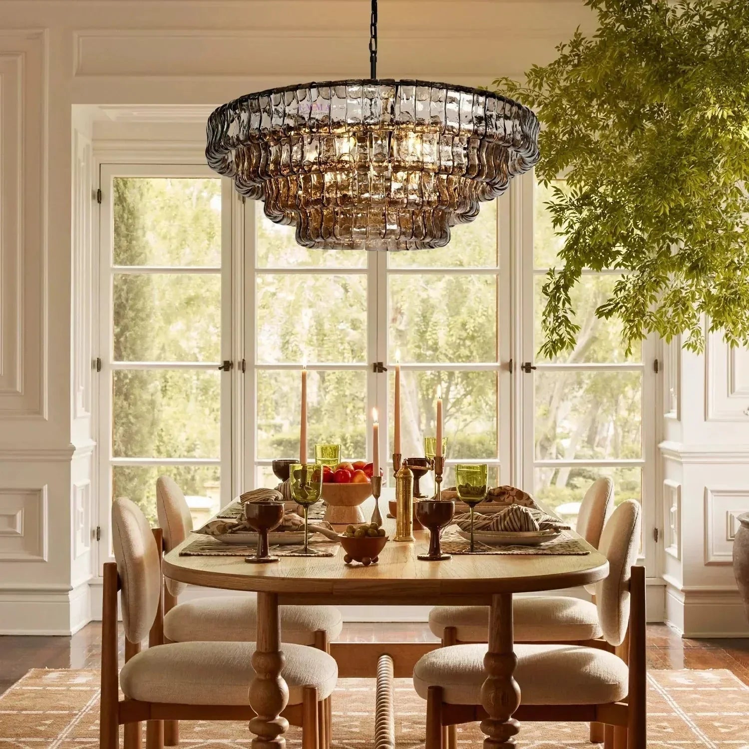 Ghiaccio Glass Round Chandelier 24" 36" 48" 60" - GILDLAMPS
