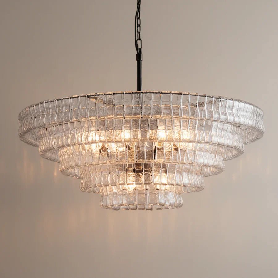 Ghiaccio Glass Round Chandelier 24" 36" 48" 60" - GILDLAMPS