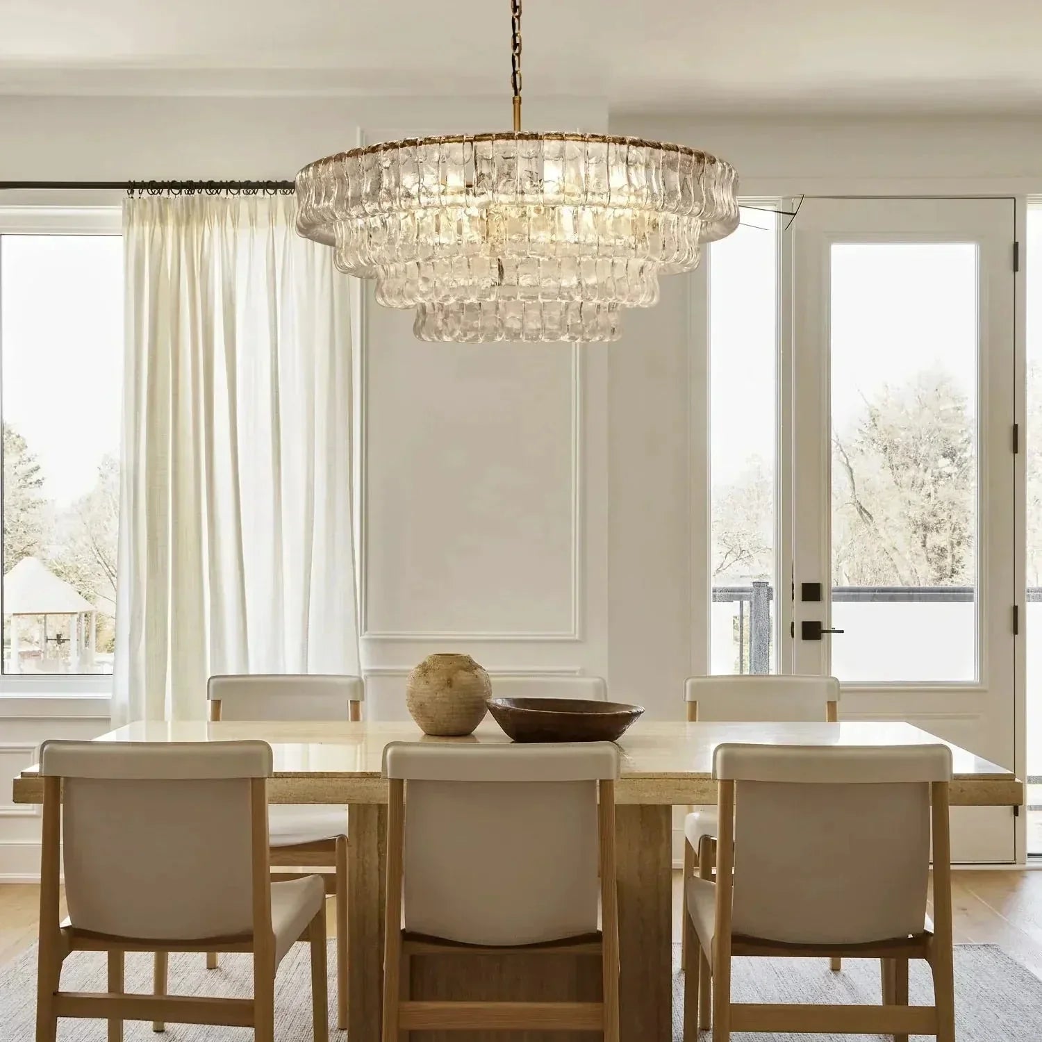 Ghiaccio Glass Round Chandelier 24" 36" 48" 60" - GILDLAMPS