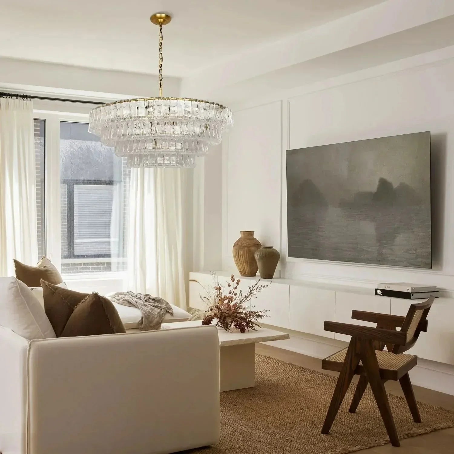 Ghiaccio Glass Round Chandelier 24" 36" 48" 60" - GILDLAMPS