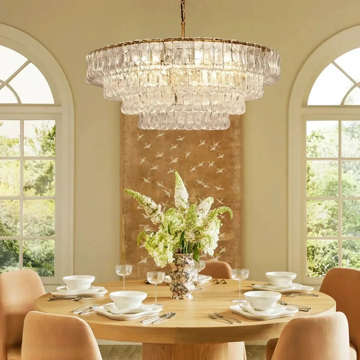 Ghiaccio Glass Round Chandelier 24" 36" 48" 60" - GILDLAMPS
