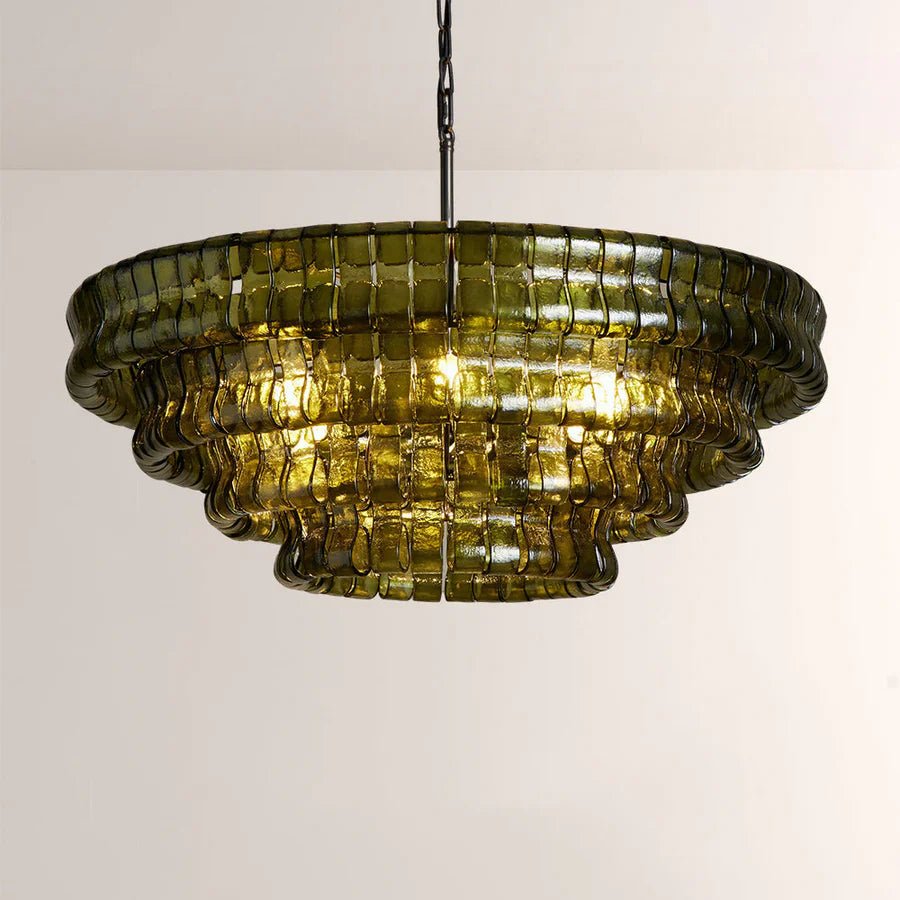 Ghiaccio Glass Round Chandelier 24" 36" 48" 60" - GILDLAMPS