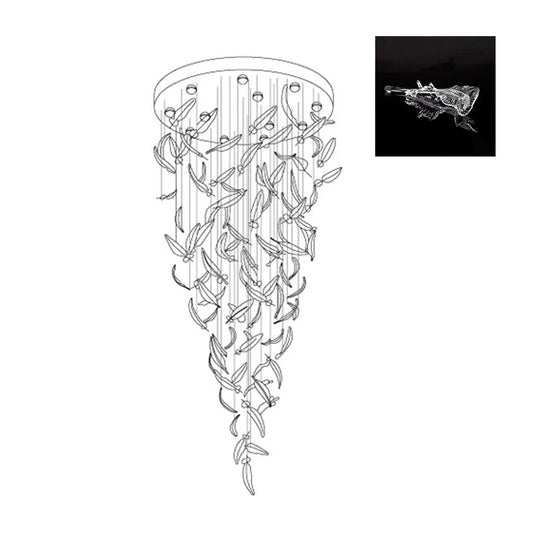 Glass Feathers Flying Chandelier - GILDLAMPS