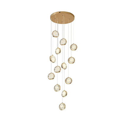Global Crystal Cluster Adjustable Luxury Staircase Modern Long Chandelier - GILDLAMPS